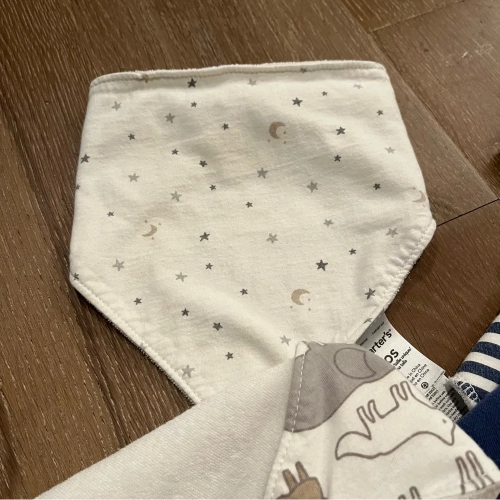 Baby Bandana Bib Set of 7 Gray Blue White